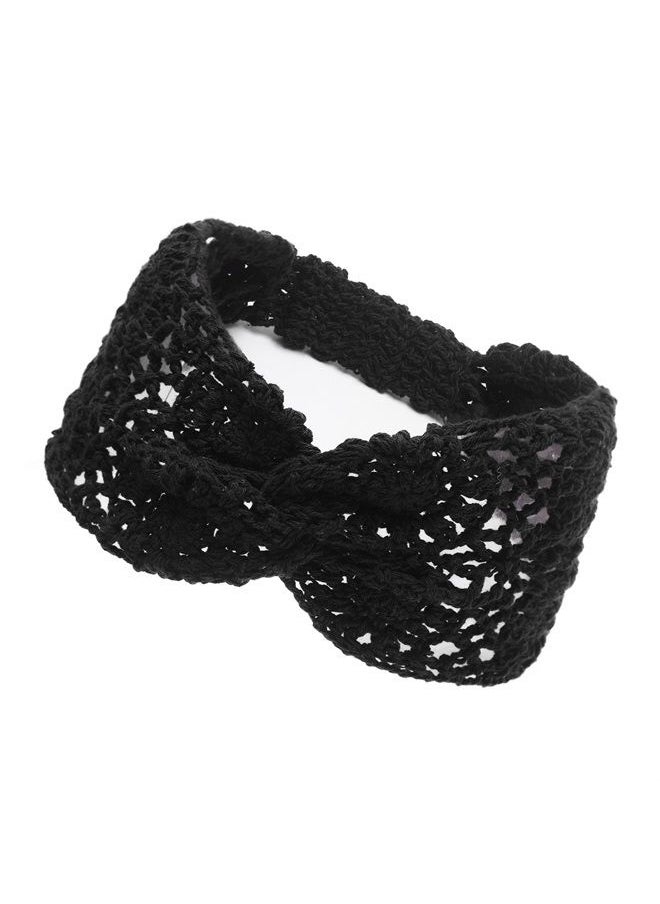 ZLYC Women Headband Handmade Crochet Knit Boho Flower Hair Bands (Twist Knotted Black)  - Image 1