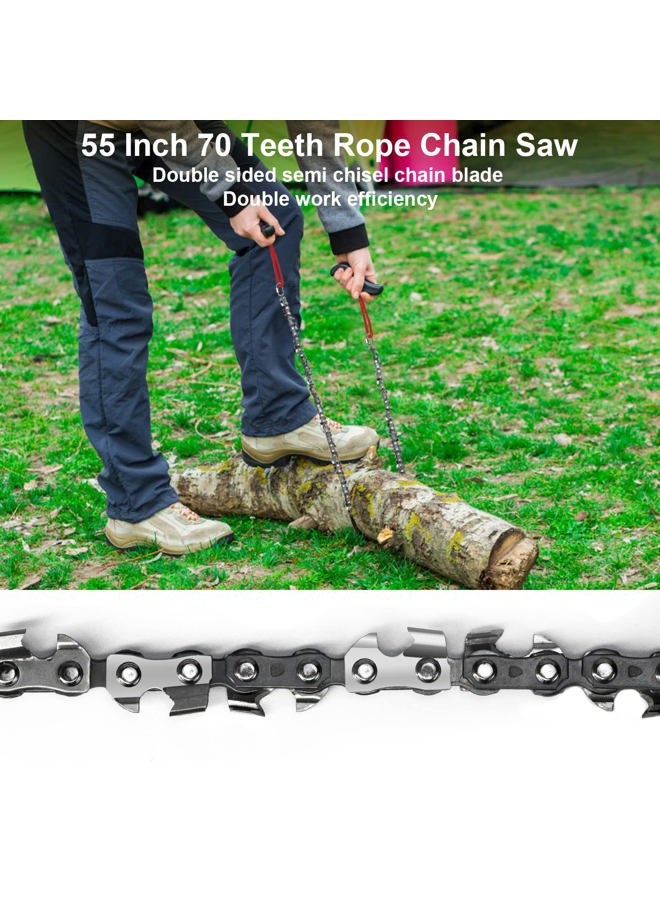 SENSILIN Rope Saw for Tree Limbs, 55 Inch Rope Chain Saw with 70 Sharp Teeth ＆ 46 Feet Ropes Kit, Rope Saw Tree Saw High Limb Rope Chainsaw, Pocket Chainsaw - Image 3