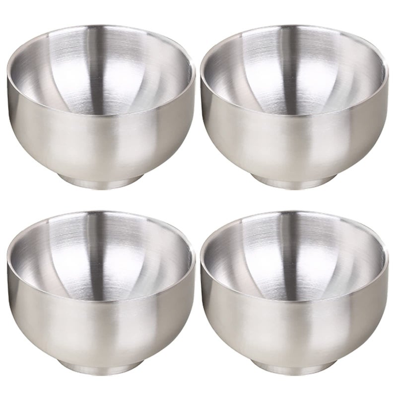 DEVICO Soup Cereal Bowls 4Piece 19Ounce Stainless Steel Salad Rice Dessert Serving Bowl set Matte Finish
