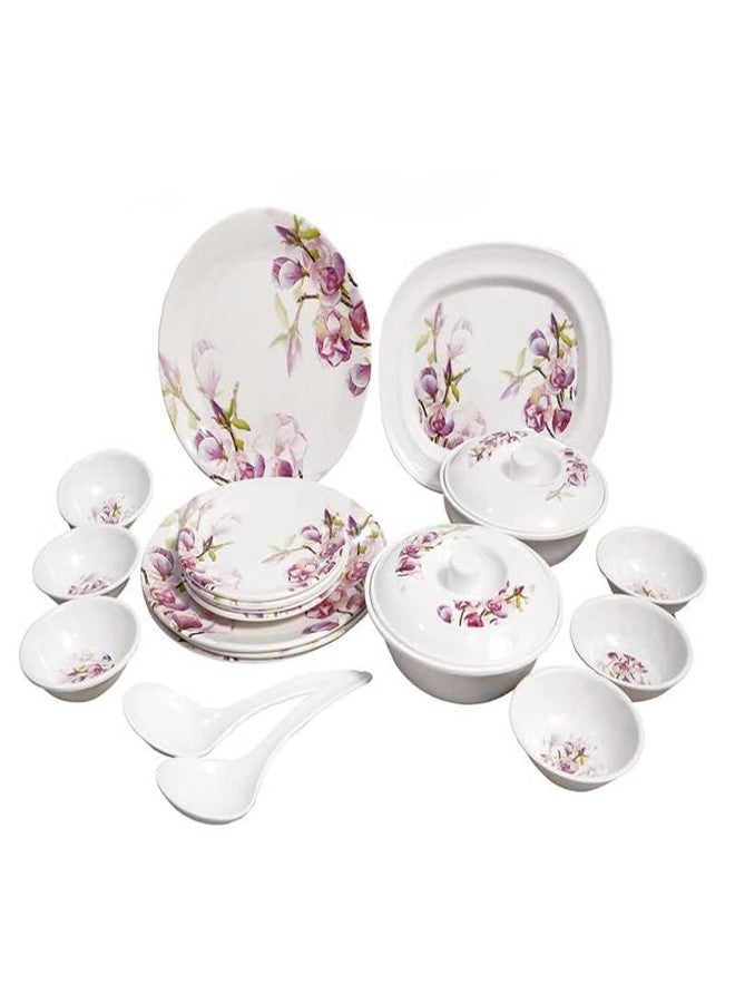 Lapras 𝟏𝟓 𝐘𝐞𝐚𝐫𝐬 𝐆𝐮𝐚𝐫𝐚𝐧𝐭𝐞𝐞, 32 Printed Dinner Set, Unbreakable & Heat-Resistant BPA-Free Melamine, Shatter-Resistant Lightweight Kitchen Dining Set for Home Use - Multicolour - Image 4