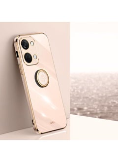 Case Cover For For OnePlus Ace 2V XINLI Straight Edge 6D Electroplate TPU Phone Case with Ring Holder(Pink)