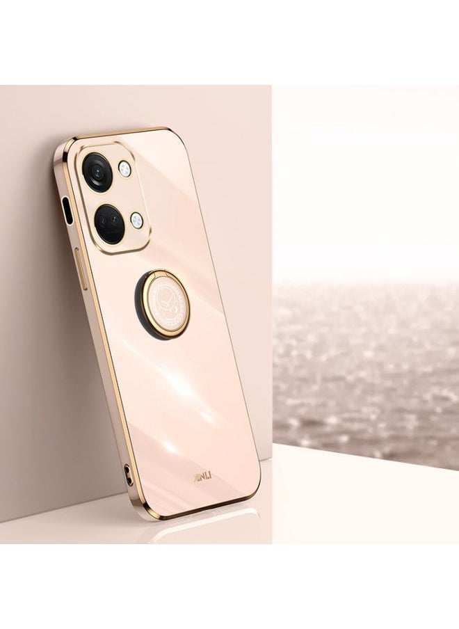 HuHa - Case Cover For For OnePlus Ace 2V XINLI Straight Edge 6D Electroplate TPU Phone Case with Ring Holder(Pink) - Image 1