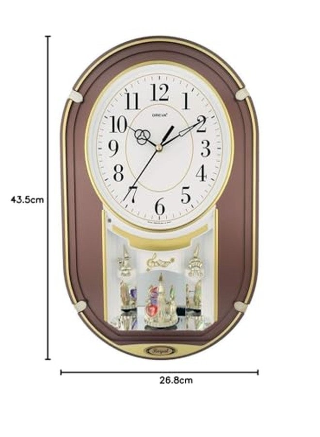 OREVA Plastic Rotating and Musical Pendulum Analog Wall Clock (26.8 Cm X 7.2 Cm X 43.5 Cm, Aq-2127, Cola) - Image 3