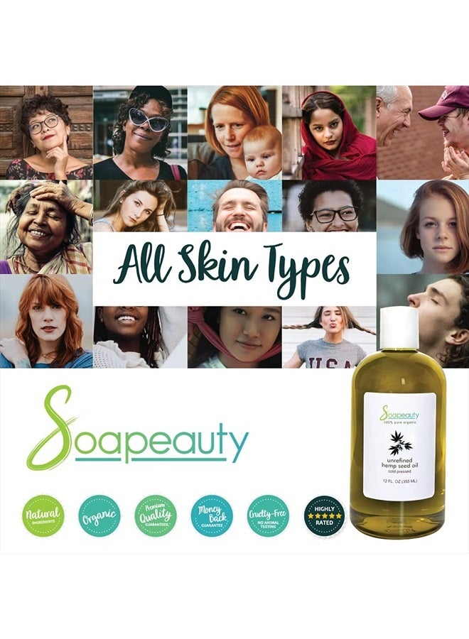 Soapeauty HEMP SEED OIL Organic Cold Pressed Unrefined | 100% Natural Available in Bulk | Carrier for Essential Oils, Face, Skin, Hair Moisturizer, Soap Making | Sizes 2OZ to 7 LBS | (32 OZ) - Image 4