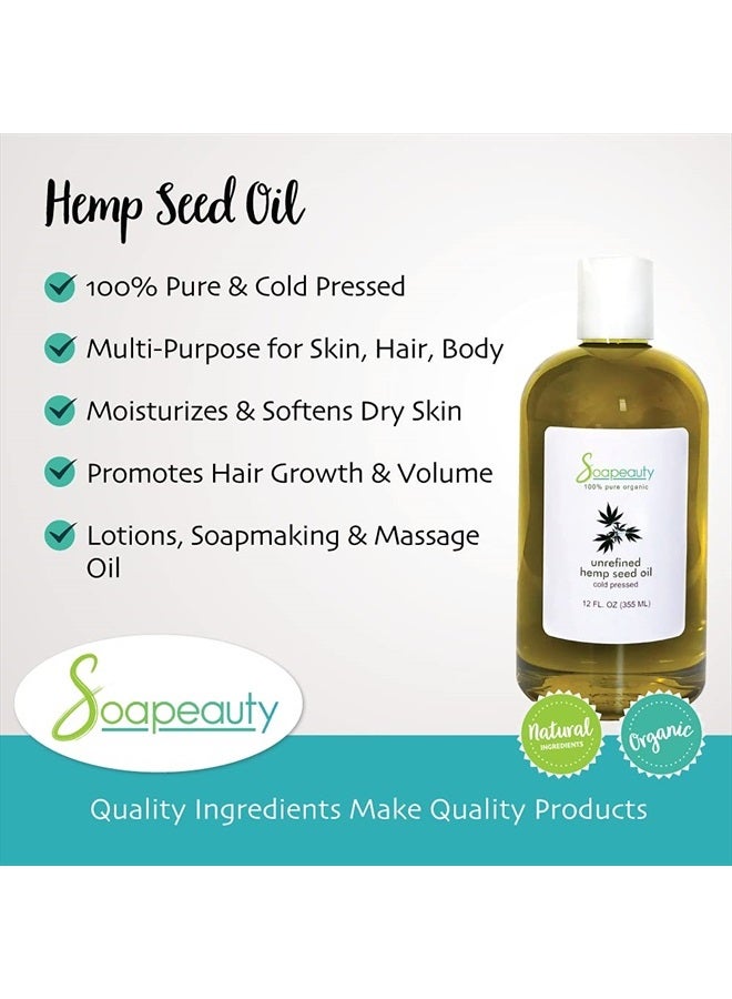 Soapeauty HEMP SEED OIL Organic Cold Pressed Unrefined | 100% Natural Available in Bulk | Carrier for Essential Oils, Face, Skin, Hair Moisturizer, Soap Making | Sizes 2OZ to 7 LBS | (32 OZ) - Image 2