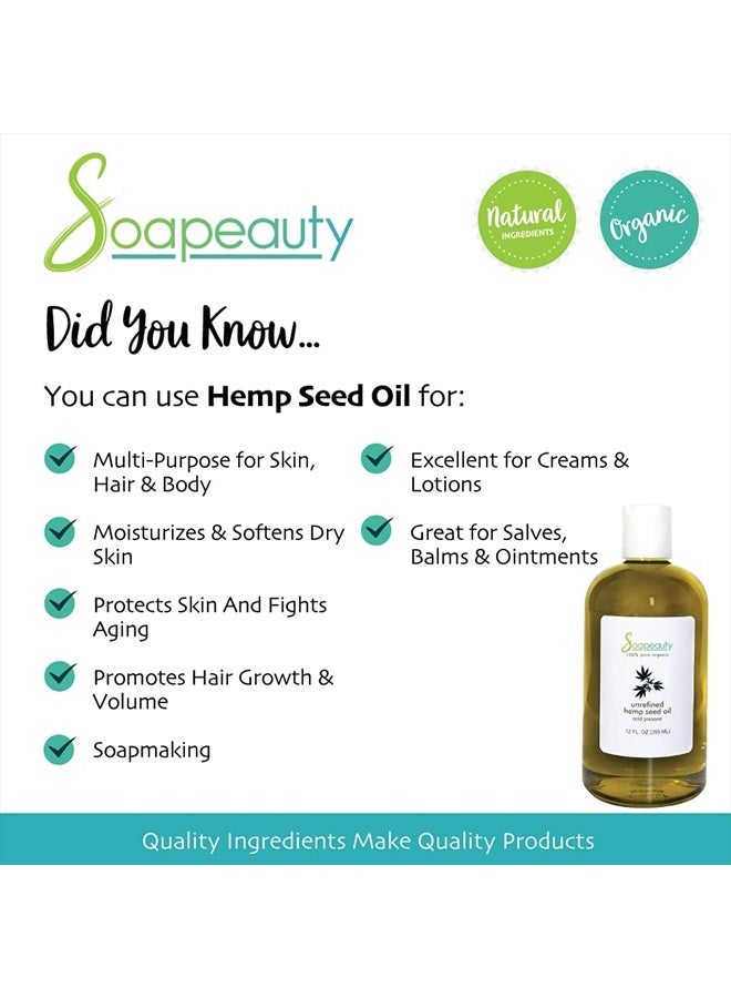 Soapeauty HEMP SEED OIL Organic Cold Pressed Unrefined | 100% Natural Available in Bulk | Carrier for Essential Oils, Face, Skin, Hair Moisturizer, Soap Making | Sizes 2OZ to 7 LBS | (32 OZ) - Image 3