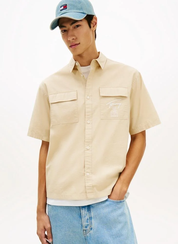 TOMMY JEANS Boxy Fit Signature Short Sleeve Oxford Shirt