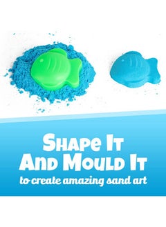 RATNA'S Ratna's Wonder Sand 500 Grams for Kids - Smooth Non-Sticky Blue Sand with Big Mould for Indoor Beach Fun and Relaxation(Blue 500 Grams), ONE Big Mould Inside (Without Tray)  - Image 4