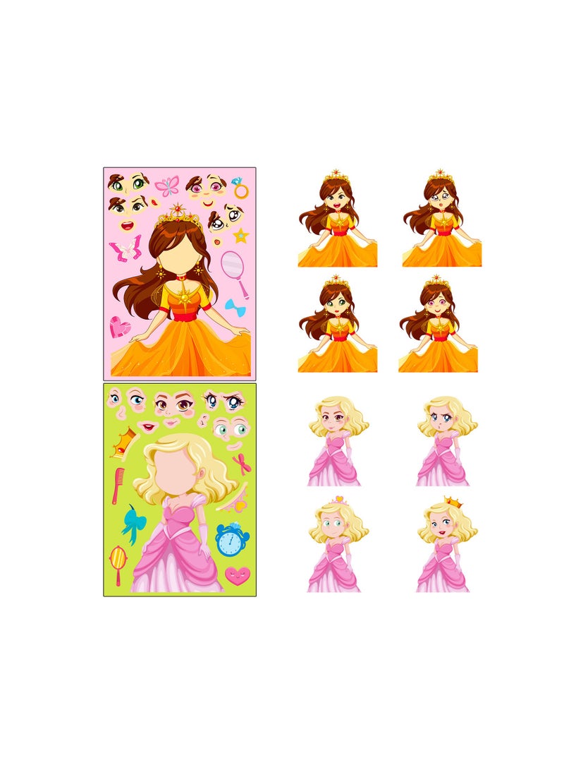 6pcs princess dress up your own face stickers DIY face sticker make your own princess stickers for kids arts and crafts  - Image 4