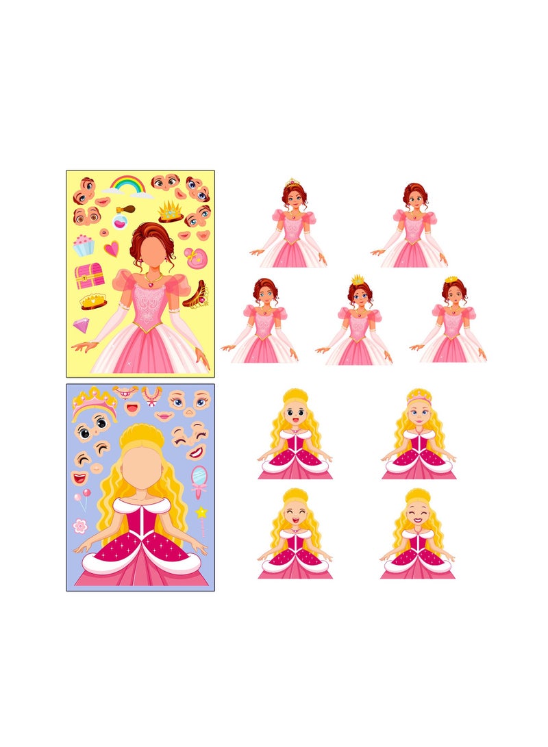 6pcs princess dress up your own face stickers DIY face sticker make your own princess stickers for kids arts and crafts  - Image 5