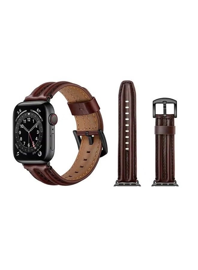 فيسوس شريط استبدال الجلود المغطى بسلسلة Apple Watch 6/SE/5/3/3/2/1 بني داكن