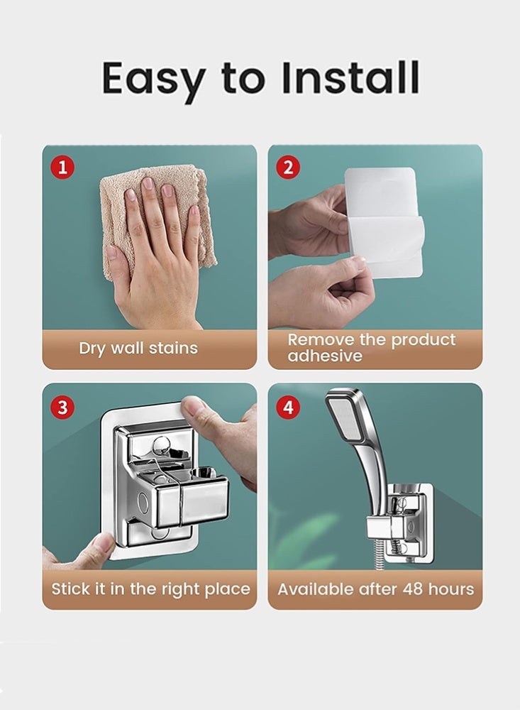 Monda Shower Head Holders, Universal Shower Head Plastic Handheld Showerhead Bracket Adjustable Bracket Wall Mount for Bathroom with Adhesive Stick - Image 3