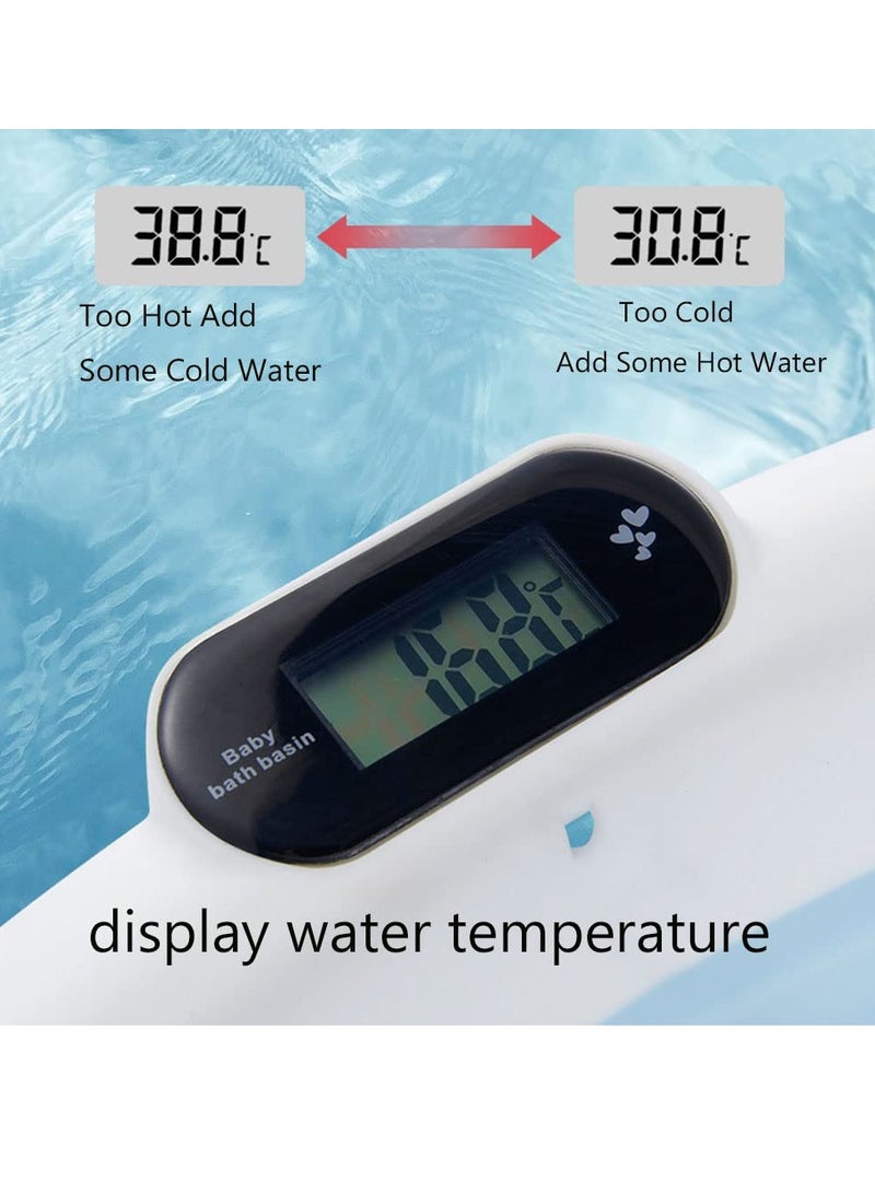 DMG TECH Baby Folding Bathtub Foldable Baby Bathtub with Temperature Sensing Portable Safe Shower Basin with Support Pad for Newborn Infant Toddler Sitting Lying Large Safe Bathtub Pink - Image 5