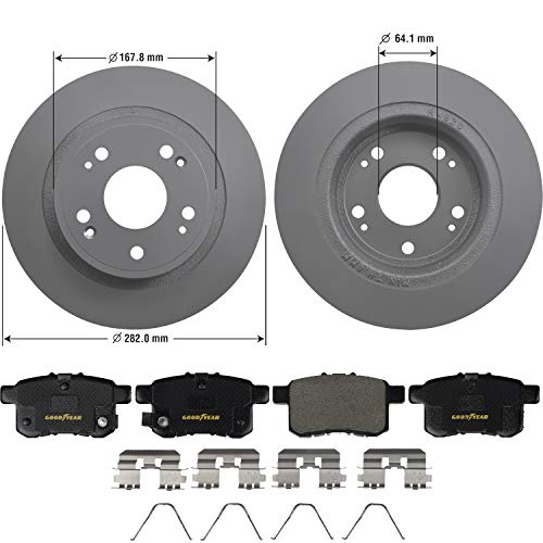 Goodyear Brakes PRK58768R | Rear Premium Brake Kit with Pair (2) of AntiOx Coated Brake Rotors and Ceramic Brake Pads fits Acura TSX 14-09; Honda Accord 17-08 - Image 2