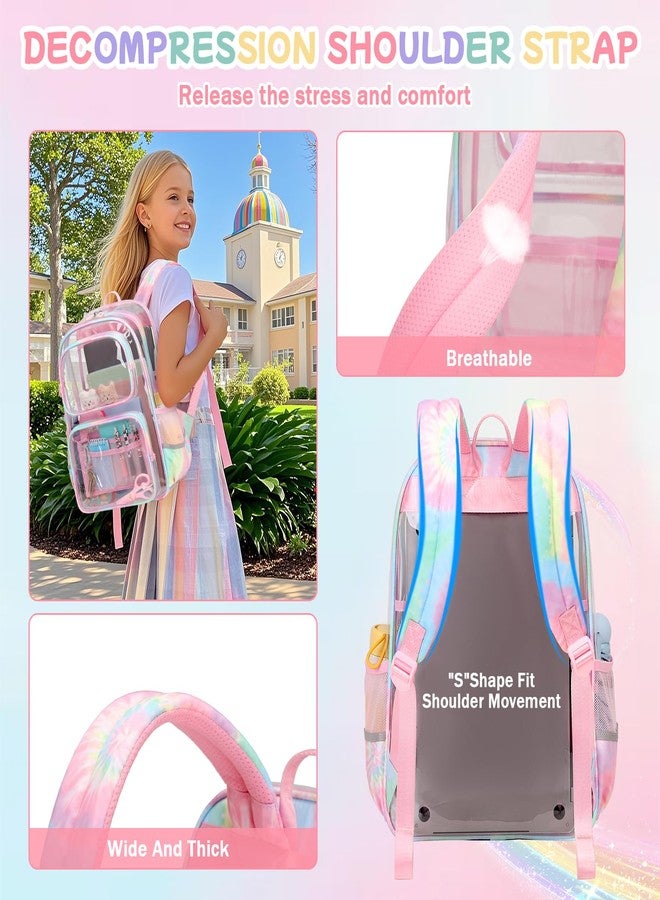 Sisipoet Heavy Duty Clear Backpack Stadium Approved for kids and adults, School Clear Bookbag, Pink - Image 5