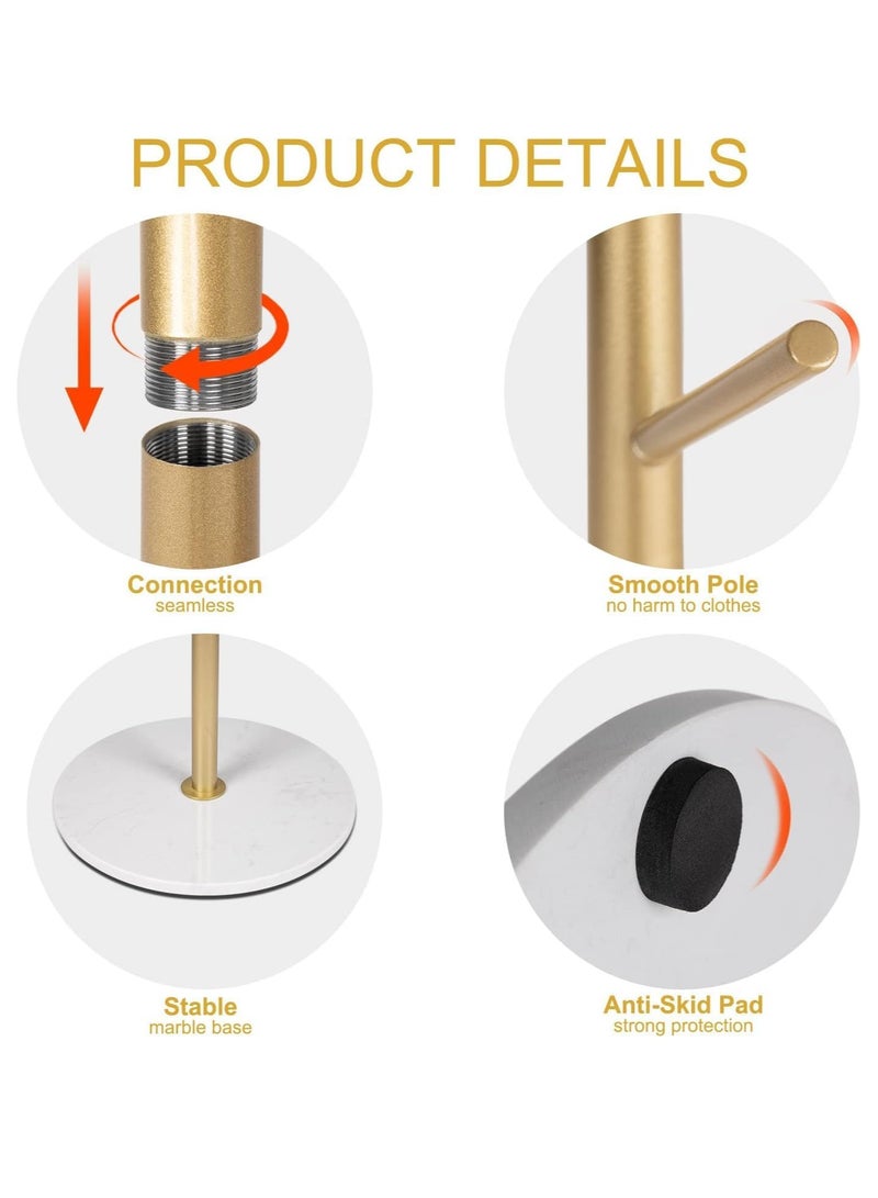 Loquat Coat Rack Freestanding, Metal Clothes Tree Stand, Stainless Steel Coat Racks Garment Hanger Stand, Clothes Rail Organizer with Marble Base, for Hanging Scarf Clothes Hats Bags (Gold-Tree) - Image 4