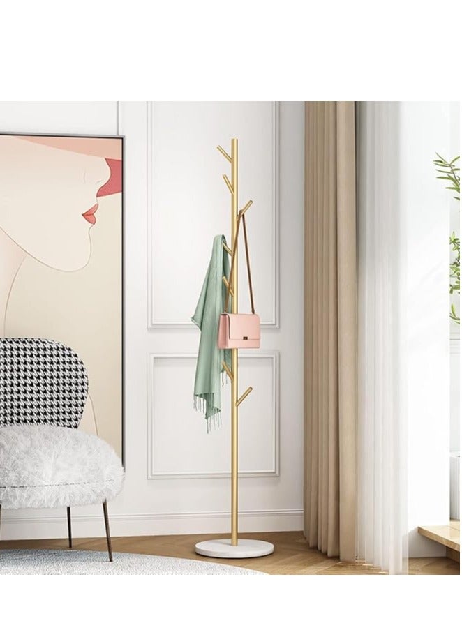 Loquat Coat Rack Freestanding, Metal Clothes Tree Stand, Stainless Steel Coat Racks Garment Hanger Stand, Clothes Rail Organizer with Marble Base, for Hanging Scarf Clothes Hats Bags (Gold-Tree) - Image 1
