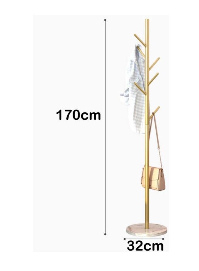 Loquat Coat Rack Freestanding, Metal Clothes Tree Stand, Stainless Steel Coat Racks Garment Hanger Stand, Clothes Rail Organizer with Marble Base, for Hanging Scarf Clothes Hats Bags (Gold-Tree) - Image 5