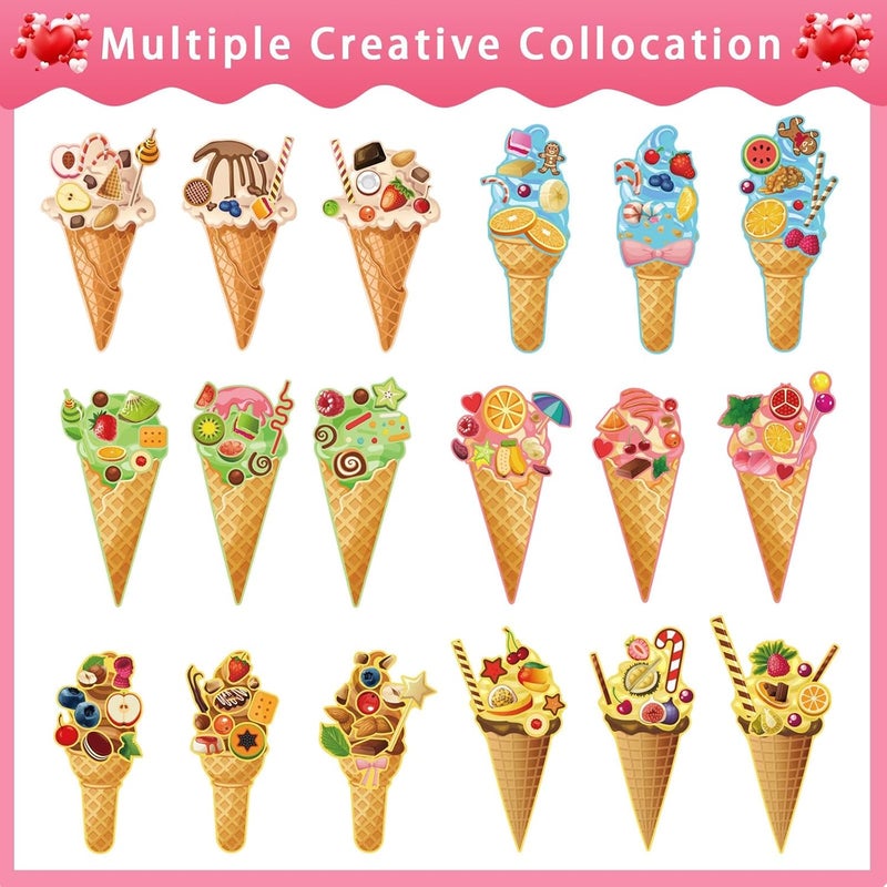 24 Sheets Ice Cream Stickers, Kids Stickers, Make-a-face Stickers for Kids Toddlers, Make Your Own Mix and Match Stickers, DIY Summer Ice Cream Stickers for Birthday Party Games Teacher Reaward - Image 3