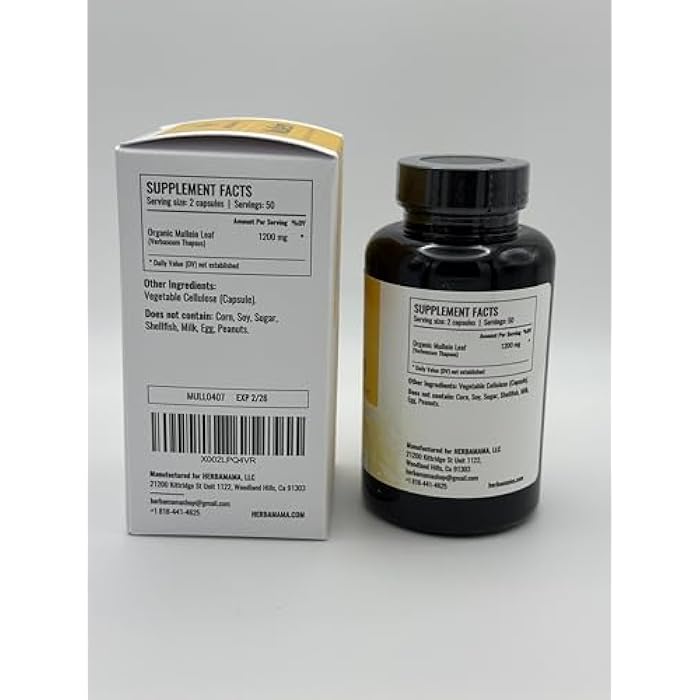 HERBAMAMA Mullein Leaf Extract for Lungs - 1200 mg Mullein Leaf for Lung Support - Herbal Respiratory Supplements - Vegan, Non-GMO, 50-Day Supply - Image 4