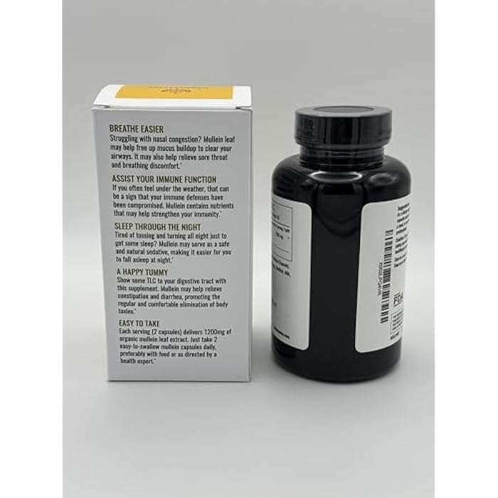 HERBAMAMA Mullein Leaf Extract for Lungs - 1200 mg Mullein Leaf for Lung Support - Herbal Respiratory Supplements - Vegan, Non-GMO, 50-Day Supply - Image 2