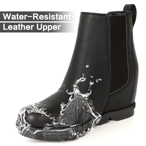 Athlefit Women's Wedge Boots Comfortable Ankle Wedge Black Booties Size 8.5 - Image 5