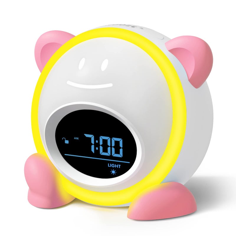 Windflyer OK to Wake Clock for Kids Sleep Training Clock with Night Light and Sound Machine Kids Alarm Clock for Bedrooms Pink