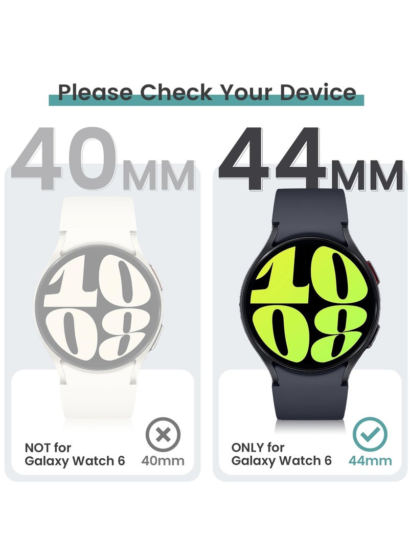 Glass Case Compatible with Samsung Galaxy Watch 6 44MM Smartwatch Case Accessories, All Around Hard PC Scratched Resistant Full Protective Cover for Samsung Galaxy Watch 6 44MM,Silver - Image 2