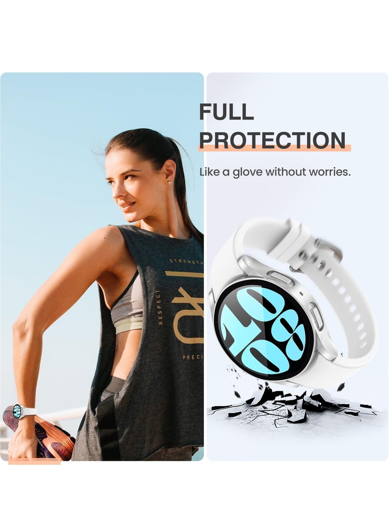 Glass Case Compatible with Samsung Galaxy Watch 6 44MM Smartwatch Case Accessories, All Around Hard PC Scratched Resistant Full Protective Cover for Samsung Galaxy Watch 6 44MM,Silver - Image 3