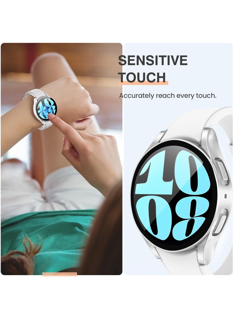 Glass Case Compatible with Samsung Galaxy Watch 6 44MM Smartwatch Case Accessories, All Around Hard PC Scratched Resistant Full Protective Cover for Samsung Galaxy Watch 6 44MM,Silver - Image 5