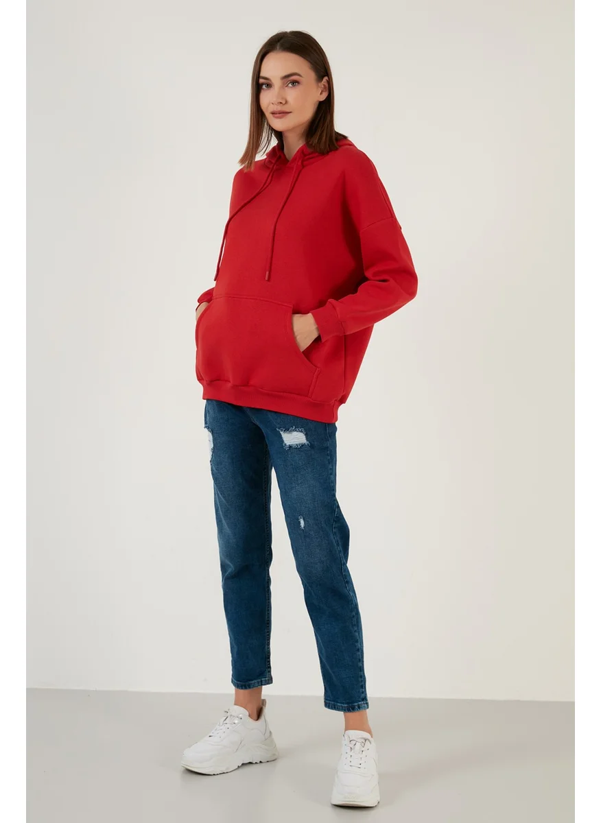 Lela Regular Fit Cotton Hooded Collar Rose Winter Sweat Women's SWEAT 5863854