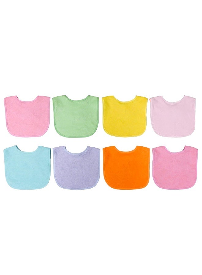 Neat Solutions 8 Pack Multi-Color Solid Knit Terry Feeder Bib, Girl, 8 Count - Image 1