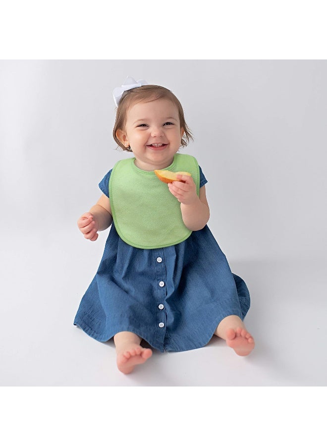 Neat Solutions 8 Pack Multi-Color Solid Knit Terry Feeder Bib, Girl, 8 Count - Image 4