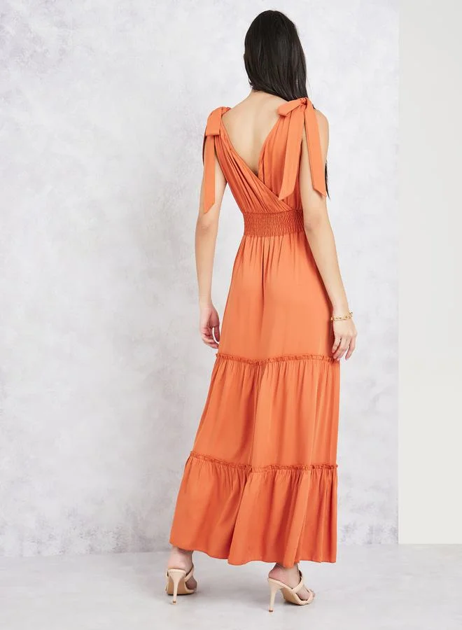 Styli Tie-Strap Tiered Dress