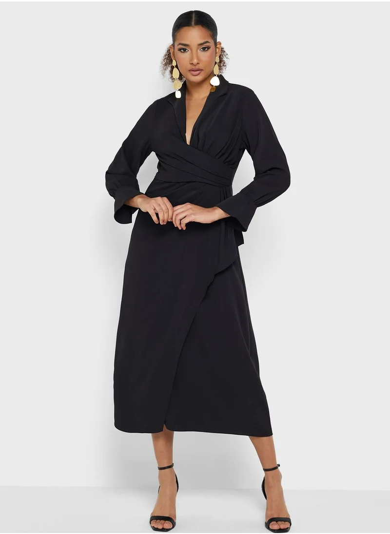 Montania Flute Sleeve Wrap Dress