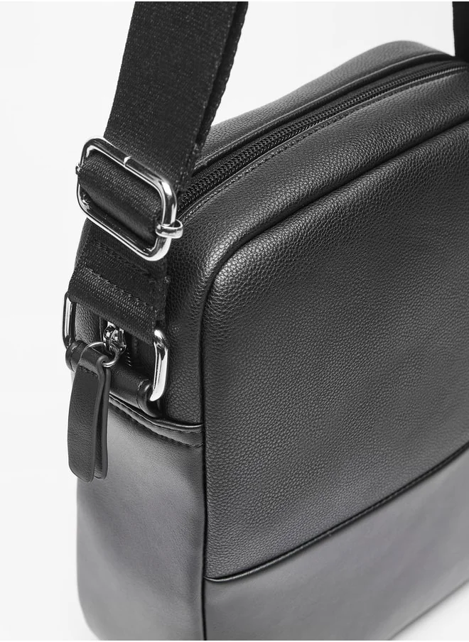 ال بي ال من شو اكسبرس Solid Crossbody Bag with Adjustable Strap and Zip Closure