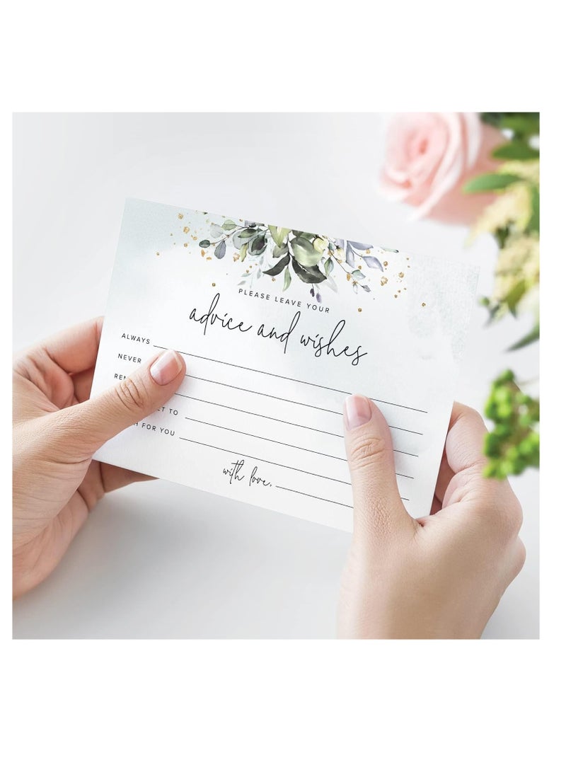 KASTWAVE Advice and Wishes Cards - 50 Heavyweight, Uncoated 4x6 Cards with Mad Libs Rustic Greenery Watercolor Theme for Weddings, Wedding Receptions, Bridal Showers - Image 2