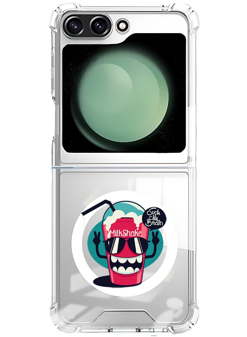Theodor Magnetic Case for Samsung Galaxy Z Flip 5 Compatible with MagSafe Wireless Charging, Shockproof Phone Bumper Cover Brain Milkshake - Image 1