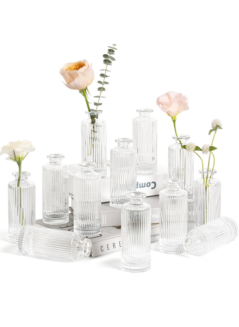 ComSaf ComSaf Glass Bud Vases Set of 12  Small Bud Vase in Bulk  Mini flower vase for Centerpiece  Vintage Decorative Vase Set for Flowers  Wedding Reception  Christmas  Home Decor  Housewarming Gift (Clear)  - Image 1