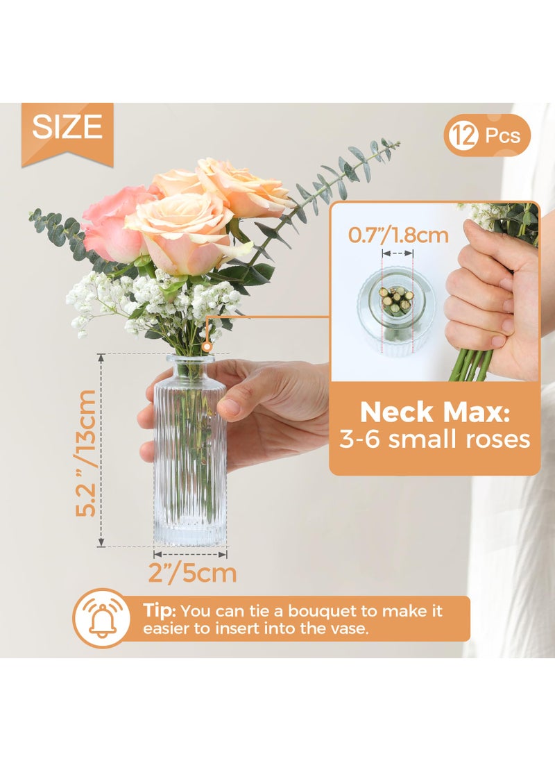 ComSaf ComSaf Glass Bud Vases Set of 12  Small Bud Vase in Bulk  Mini flower vase for Centerpiece  Vintage Decorative Vase Set for Flowers  Wedding Reception  Christmas  Home Decor  Housewarming Gift (Clear)  - Image 5