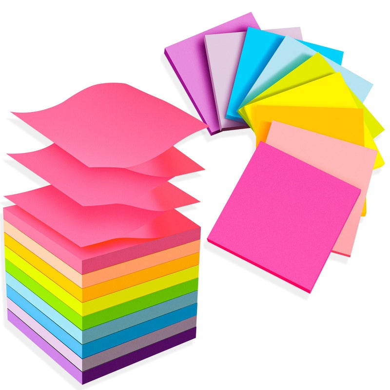 TKTB (18 Pads) Pop Up Sticky Notes 3x3 Refills, Strong Adhesive Memo Pad Bulk with 9 Bright Colors, Suitable for Home, Office, School, Clean Removal - Image 1