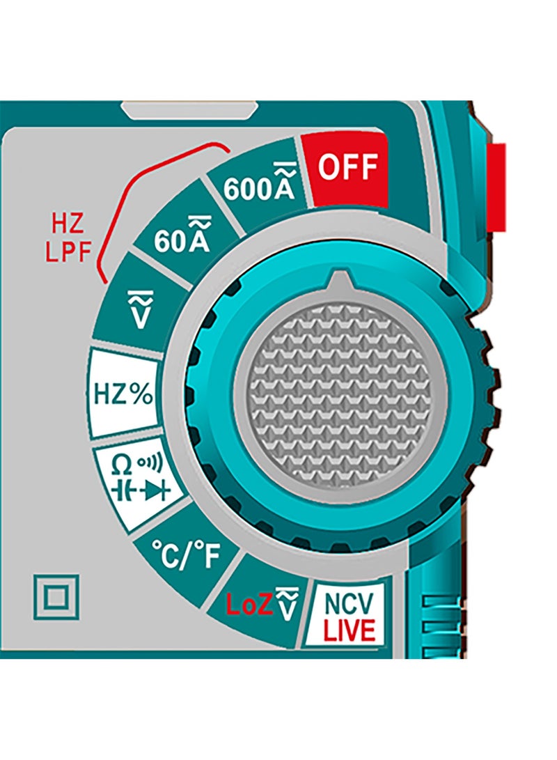 TOTAL True RMS 6000 Counts AC/DC Digital Clamp Meter - 600A Current, Inrush Current, LowZ, LPF VFD, Phase Sequence & Temperature with Hard Storage Case - TMT766002 - Image 3