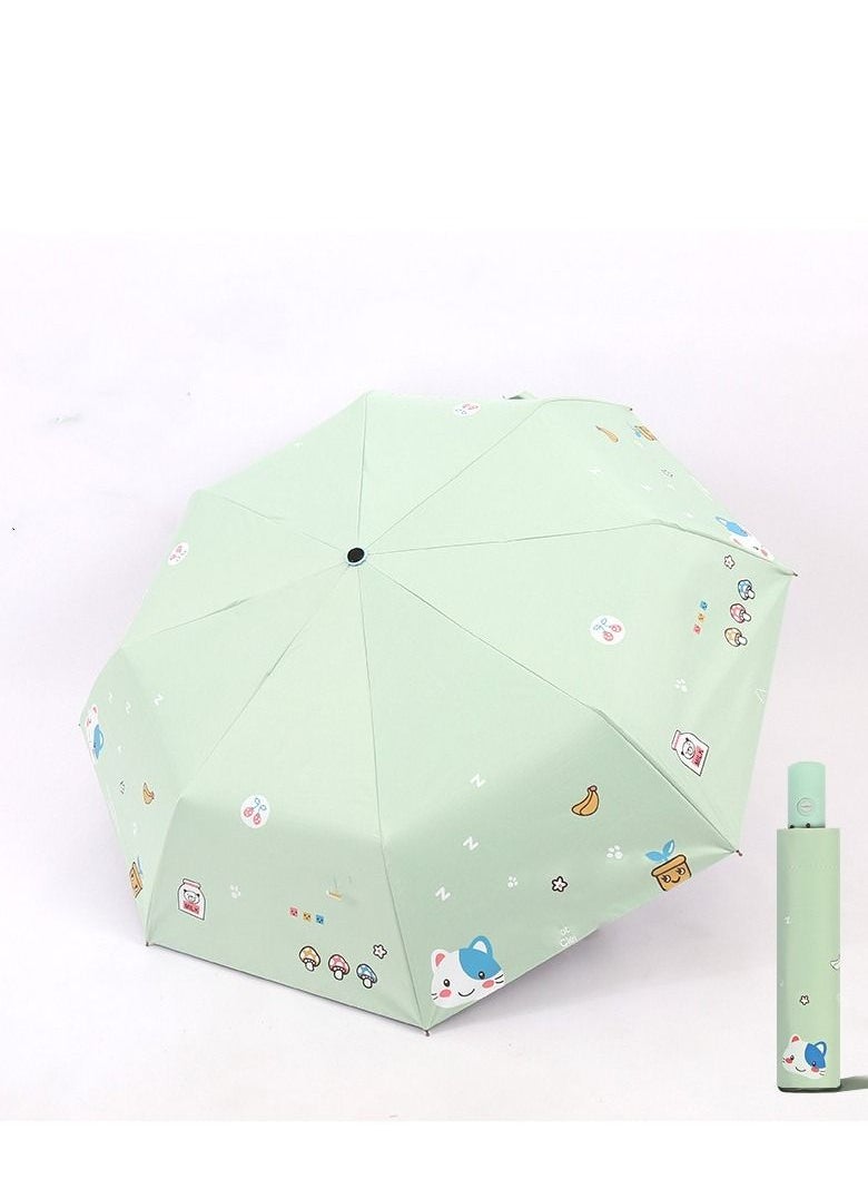 Loquat - Automatic  UV Sunblock Sunshade Female Sun Umbrella Sunblock Cartoon Green - Image 1