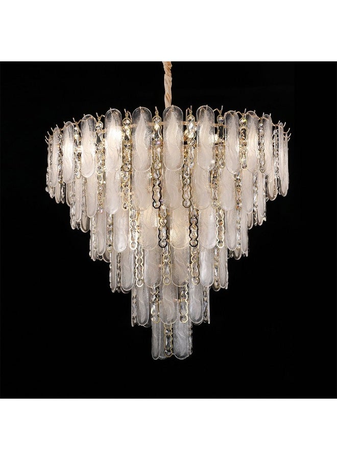 DANUBE HOME Danube Home Madrid Crystal Chandelier For Living Room| 15- Lights Indoor Lighting Fixture With E14 Socket| Metal Frame With Gold Finish| Hanging Lights|Pandent Light| L80xW80xH74cm (1 Year Warranty) 