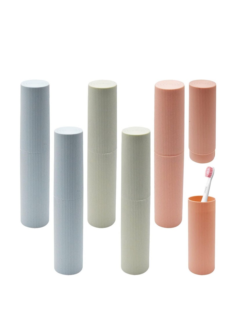 SYOSI حامل فرشاة الأسنان للسفر علبة تخزين فرشاة أسنان محمولة علبة تغطية لفرش الأسنان من قش القمح للرحلات اليومية والتخييم والسفر في الهواء الطلق والمدرسة والعطلات 6 عبوات - Image 1