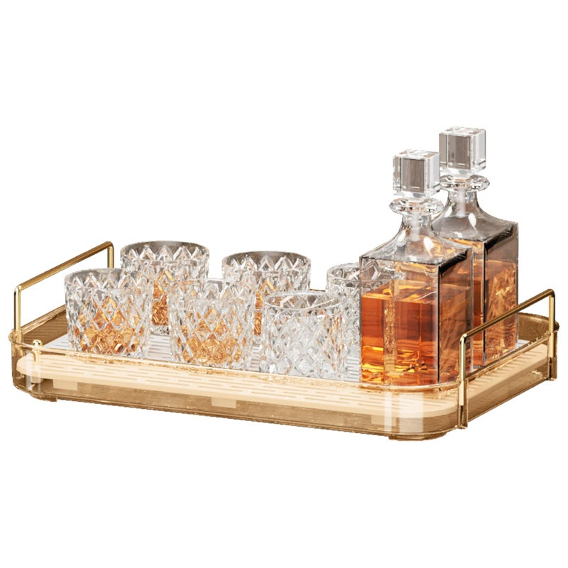 Seoneiro Whiskey Tray Glass Cup Rack Mug Holder Coffee Cup Organizer Bathroom Countertop with Drain Board Wine Glass Decorative Organizer Food Tray Kitchen Spice Rack