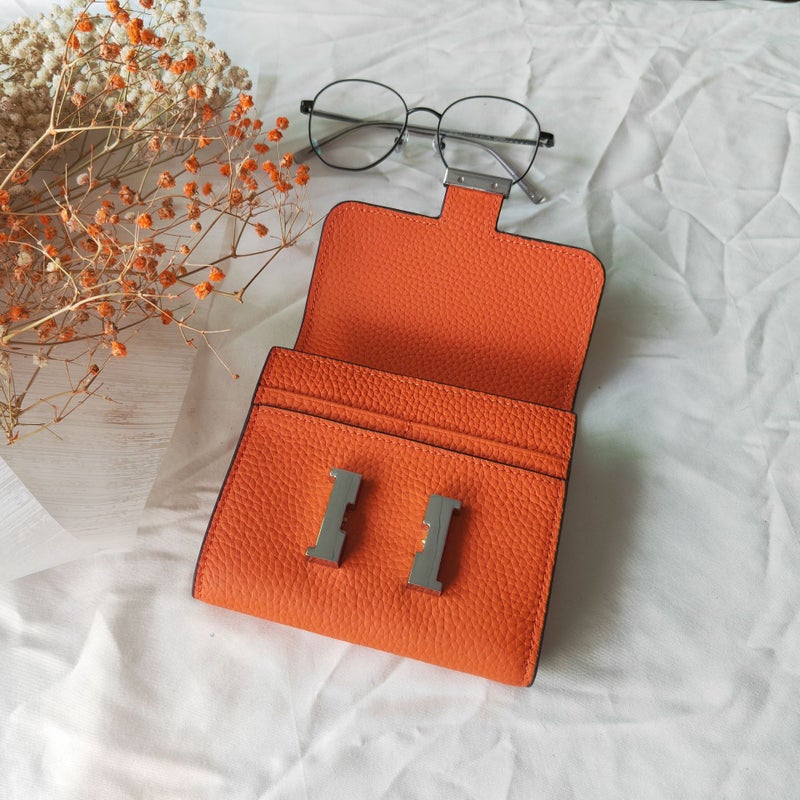 Top Layer Cowhide Short Womens Wallet 2025 New Fashion Genuine Leather Wallet Multifunctional Shoulder Crossbody Handbag Orange