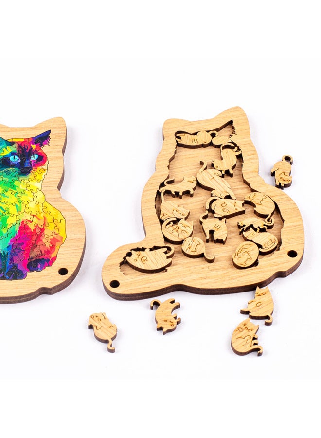 أحجية Little Rainbow Cat تدعم الألغاز الخشبية الصغيرة للانفجارات المتخصصة - اللون: لوحة مزدوجة للقطط - Image 5