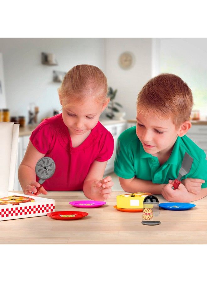 Lollipop Kids Pizza Toy Set Pretend Kitchen Play Food Slice & Serve Toy Pizza With Box Pie Cutter & Fake Condiments - Image 4