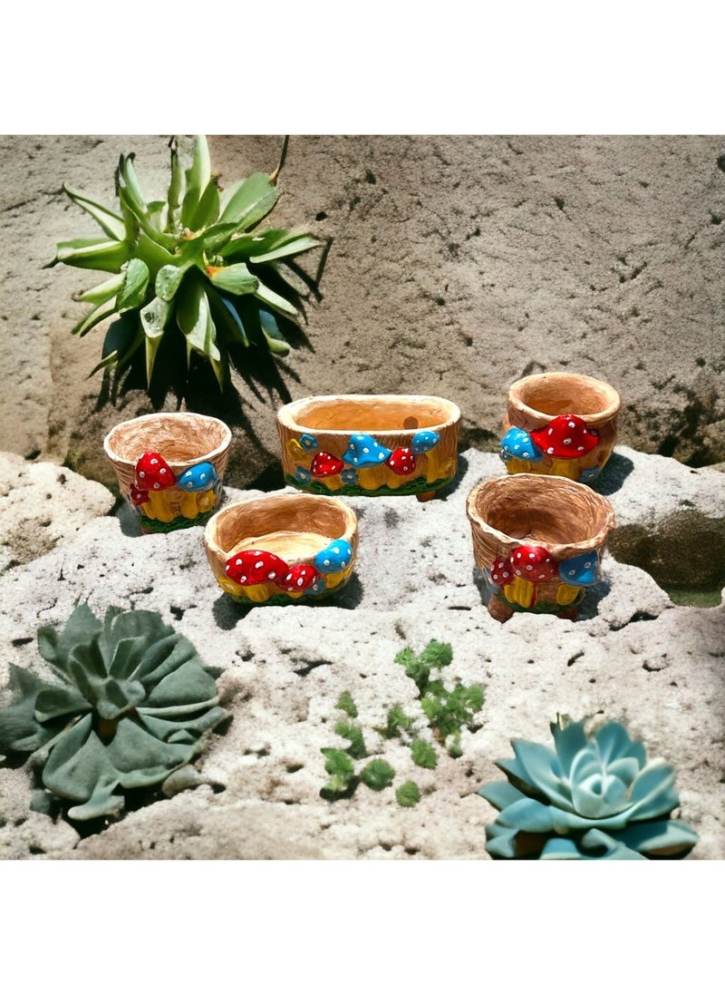 Stone Age Life Mushroom Figured Decorative Flower Pot Set of 5 - pzsku/ZBB4A2010EA74687E79AFZ/45/_/1737389992/dcdc1f45-64eb-49d9-857b-2fe4f5896c77